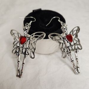 Skeleton Fairy Heart Earrings